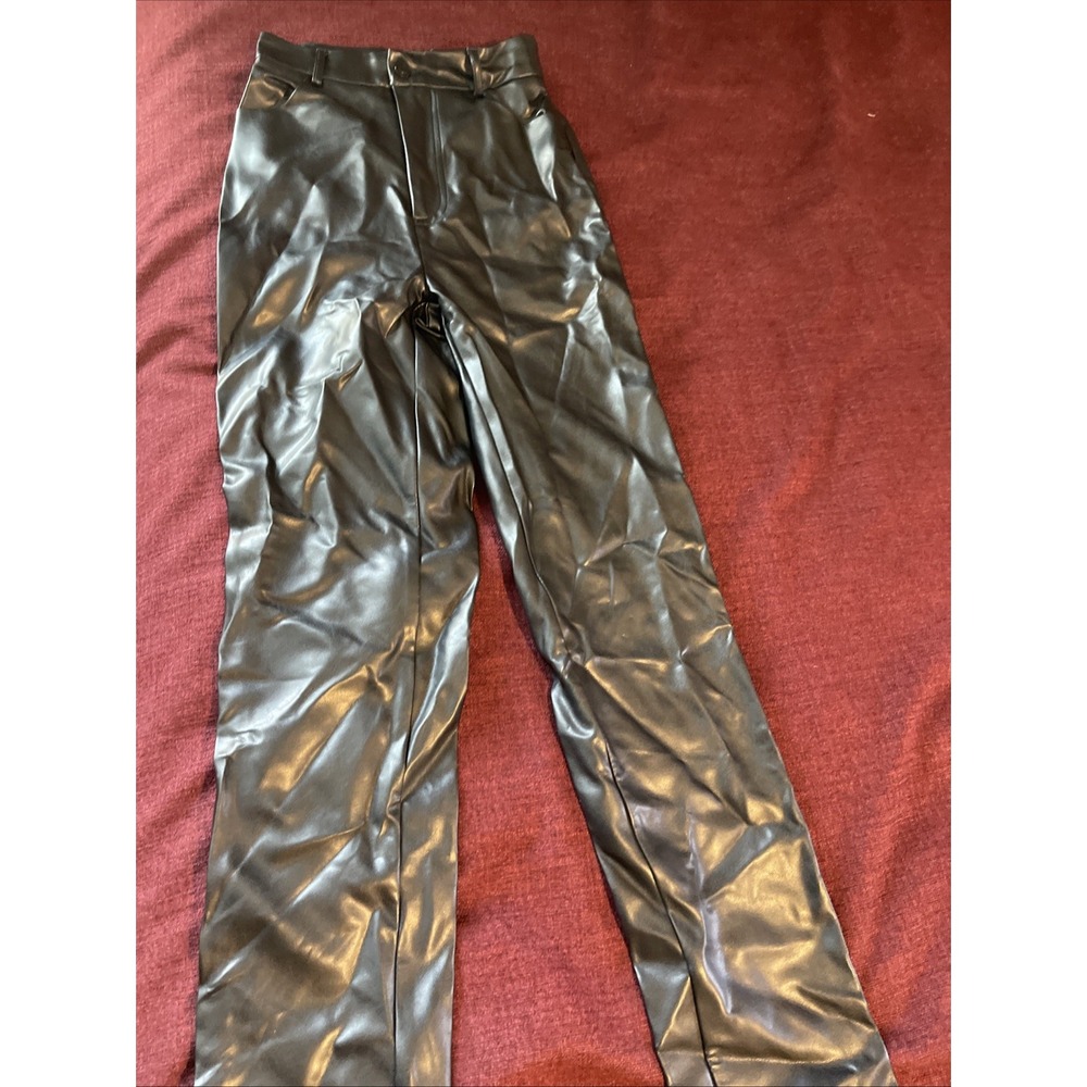 White Fox Women Faux Leather Pants Size XS Black